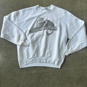 Vintage 90s Jerzees Blend Leopard Size Large Scripture Crewneck Sweatshirt
